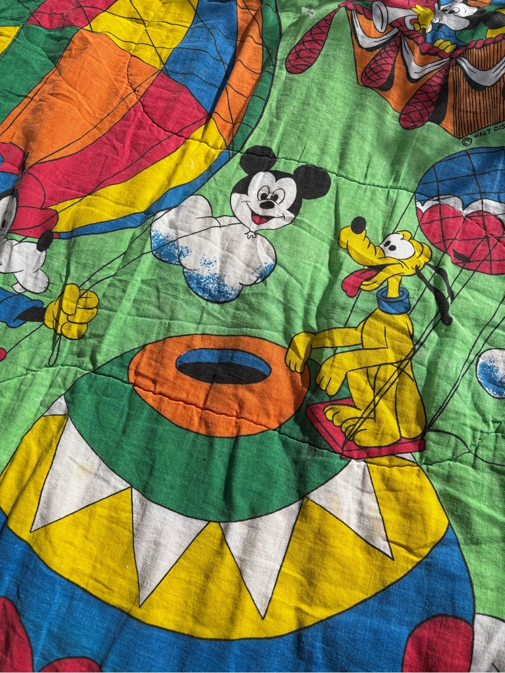 Vintage Disney Mickey & Friends Sleeping Bag 70s Mickey blanket READ - Picture 3 of 16